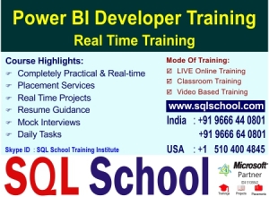 Best Project Oriented Online Training On Power BI @ SQL Scho